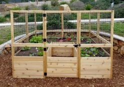 Garden In A Box Cedar Raised Bed With Deer Fence, 8' X 8' -Gardeners 8595875 03V tif
