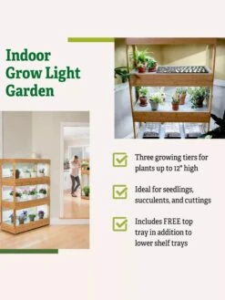 Bamboo LED Grow Light Garden For Succulents And Seeds -Gardeners 8598084 5