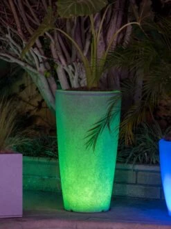Solar Illuminated Planter Tall Granite, 32" -Gardeners 8600183 0683 tif