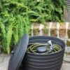 Matte Black Ribbed Hose Pot With Lid -Gardeners 8611991 061 tif