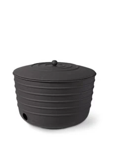Matte Black Ribbed Hose Pot With Lid -Gardeners 8611991 5867 tif