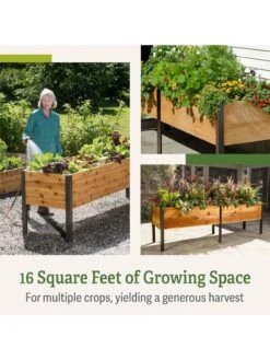 Self-Watering Eco-Stained Elevated Planter Box, 2' X 8' -Gardeners b00eow8fhu raisedbed feature 2 1